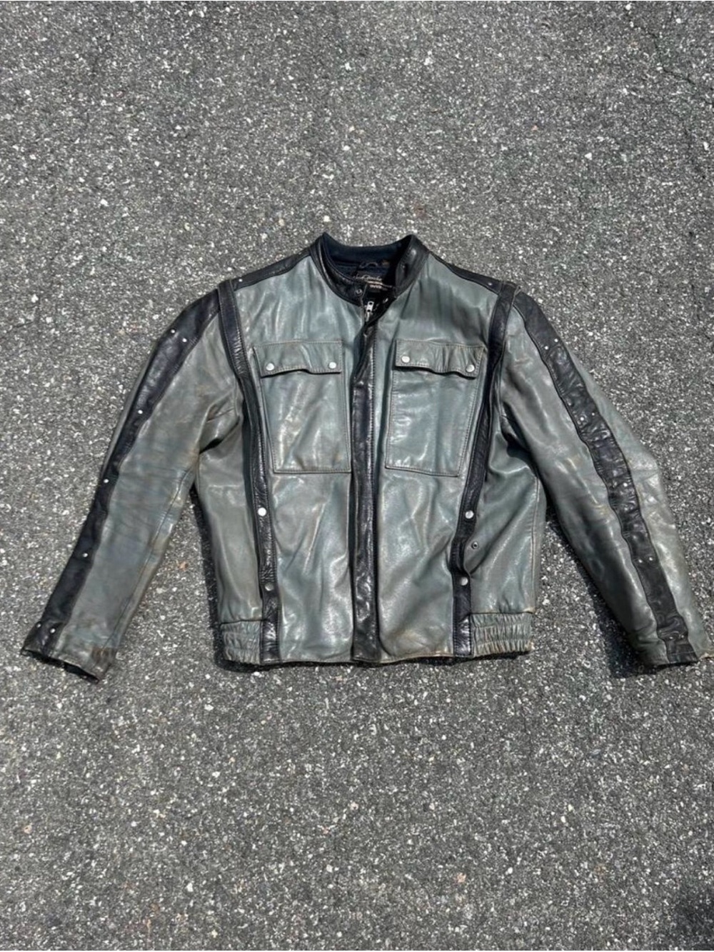 Rare Vintage Hein Gericke Harley Davidson Leather Jacket Men's Size 40 Gray Blac